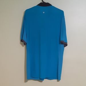 LULULEMON Men Blue Pique Polo Collared, Lightweight Moisture Wicking Golf/Summer